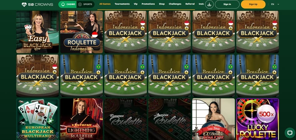 50 Crowns Casino live casino